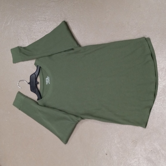 Time And Tru HUNTER Green, Long Sleeve, WaffleKnit Shirt - Picture 3 of 10